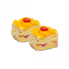 Блинный торт с манго и клубникой, 2 кусочка заказать доставку в Красноярске | Доставка «Беллини»