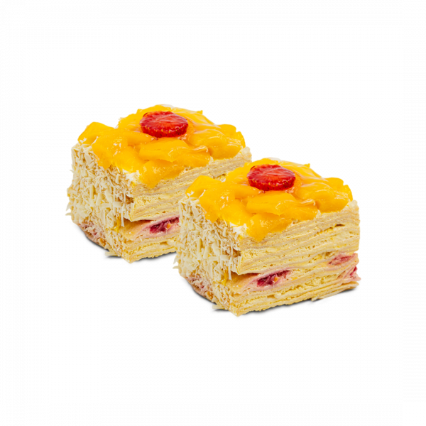 Блинный торт с манго и клубникой, 2 кусочка заказать доставку в Красноярске | Доставка «Беллини»