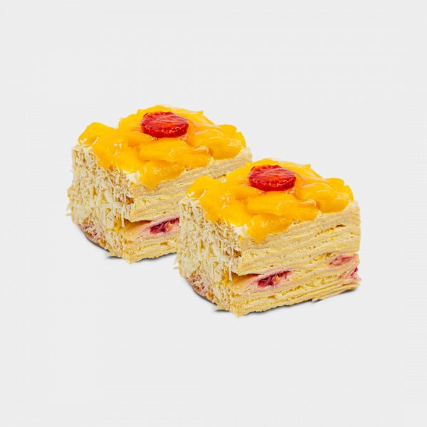 Блинный торт с манго и клубникой, 2 кусочка заказать доставку в Красноярске | «РомБаба»