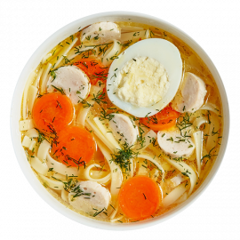 Консоме с колбасками из куриного филе Консоме с колбасками из куриного филе заказать доставку в Красноярске | Доставка «Беллини»