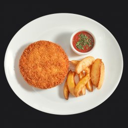 Куриная грудка по-милански с картофельными дольками Куриная грудка по-милански с картофельными дольками заказать доставку в Красноярске | «Перцы» в Красноярске