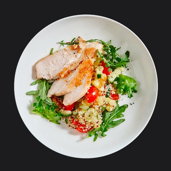 Тёплый салат с цыплёнком и киноа Тёплый салат с цыплёнком и киноа заказать доставку в Красноярске | «Перцы» в Красноярске