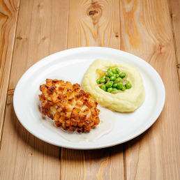 Пожарская котлета из цыплёнка с картофельным пюре Пожарская котлета из цыплёнка с картофельным пюре заказать доставку в Красноярске | «Свинья и бисер»