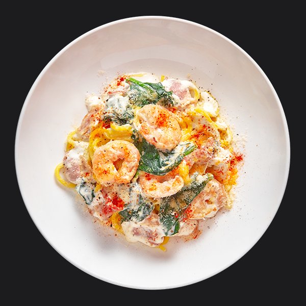 Паста с креветками, беконом и соусом блю чиз заказать доставку в Красноярске | «Перцы» в Красноярске