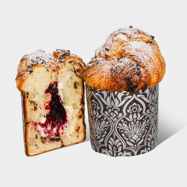 Кулич-краффин с шоколадом, ванильным кремом и вишневым конфи заказать доставку в Красноярске | «РомБаба»