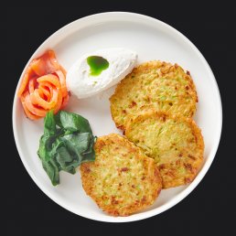 Драники из цукини с красной рыбой заказать доставку в Красноярске | «Перцы» в Красноярске