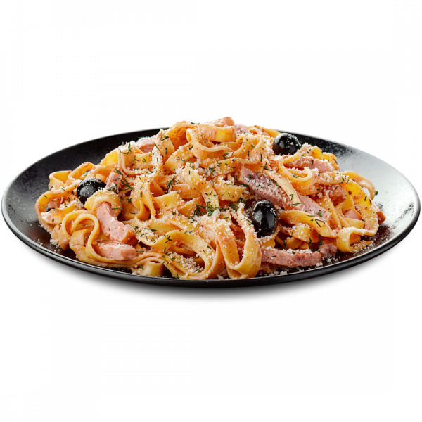 Паста сливочно-томатная с беконом и оливками заказать доставку в Красноярске | Доставка «Беллини»