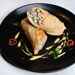 Блины с ветчиной и овощами Блины с ветчиной и овощами