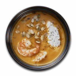 Тыквенный крем-суп с креветками заказать доставку в Красноярске | Доставка «Беллини»